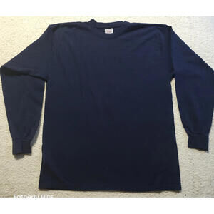 Pluma Heavyweight Long Sleeve TShirt XL 100% Cotton Made in USA Navy screenprint